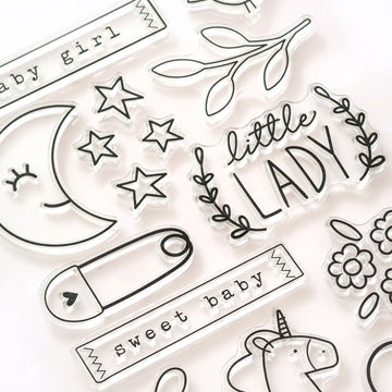 American Crafts Pebbles Peek-A-Boo You Clear Stamps - Girl