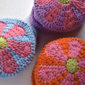 Crocheted flower top hat