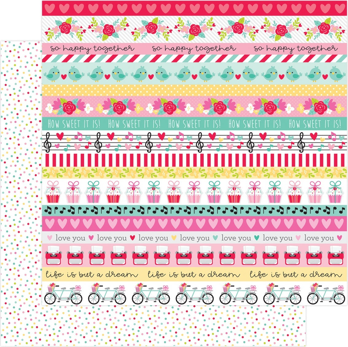 Doodlebug Love Notes Double-Sided Cardstock 12"X12" 25/Pkg - Sweet Sprinkles