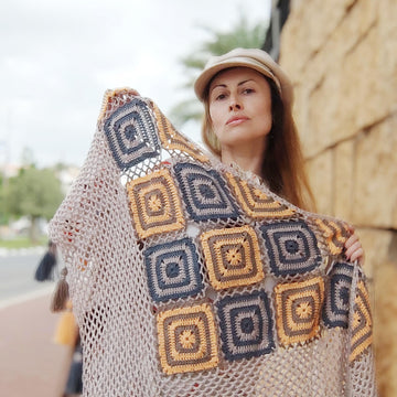 Maruv crochet boho shawl with tassels