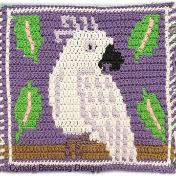 Tropical Cockatoo - mosaic crochet square