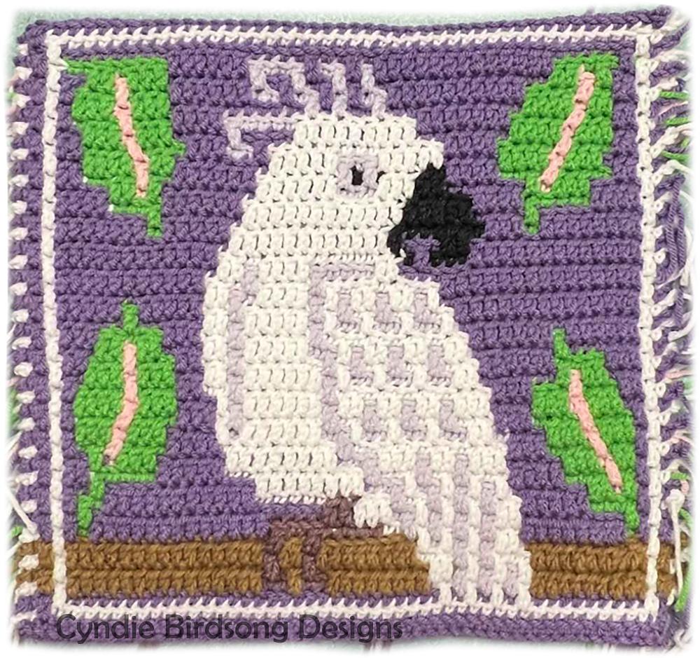 Tropical Cockatoo - mosaic crochet square