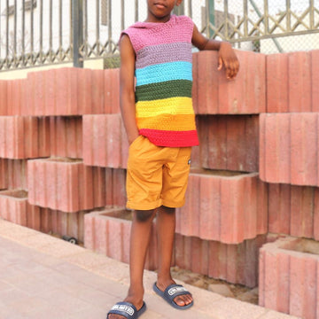 Rainbow Crochet Hoodie for Boys