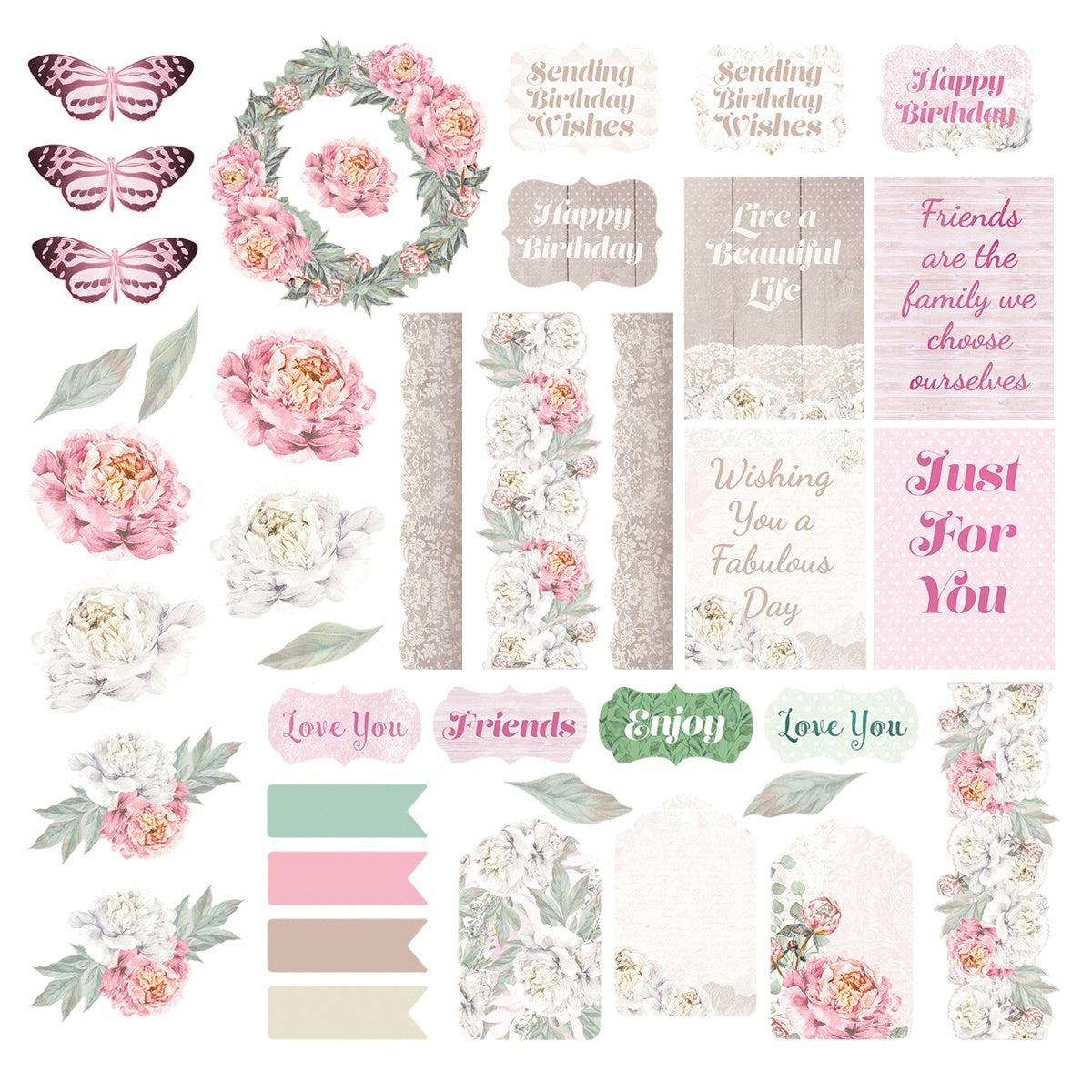 Artdeco Creations Couture Creations Ephemera - Peaceful Peonies, 39/Pkg