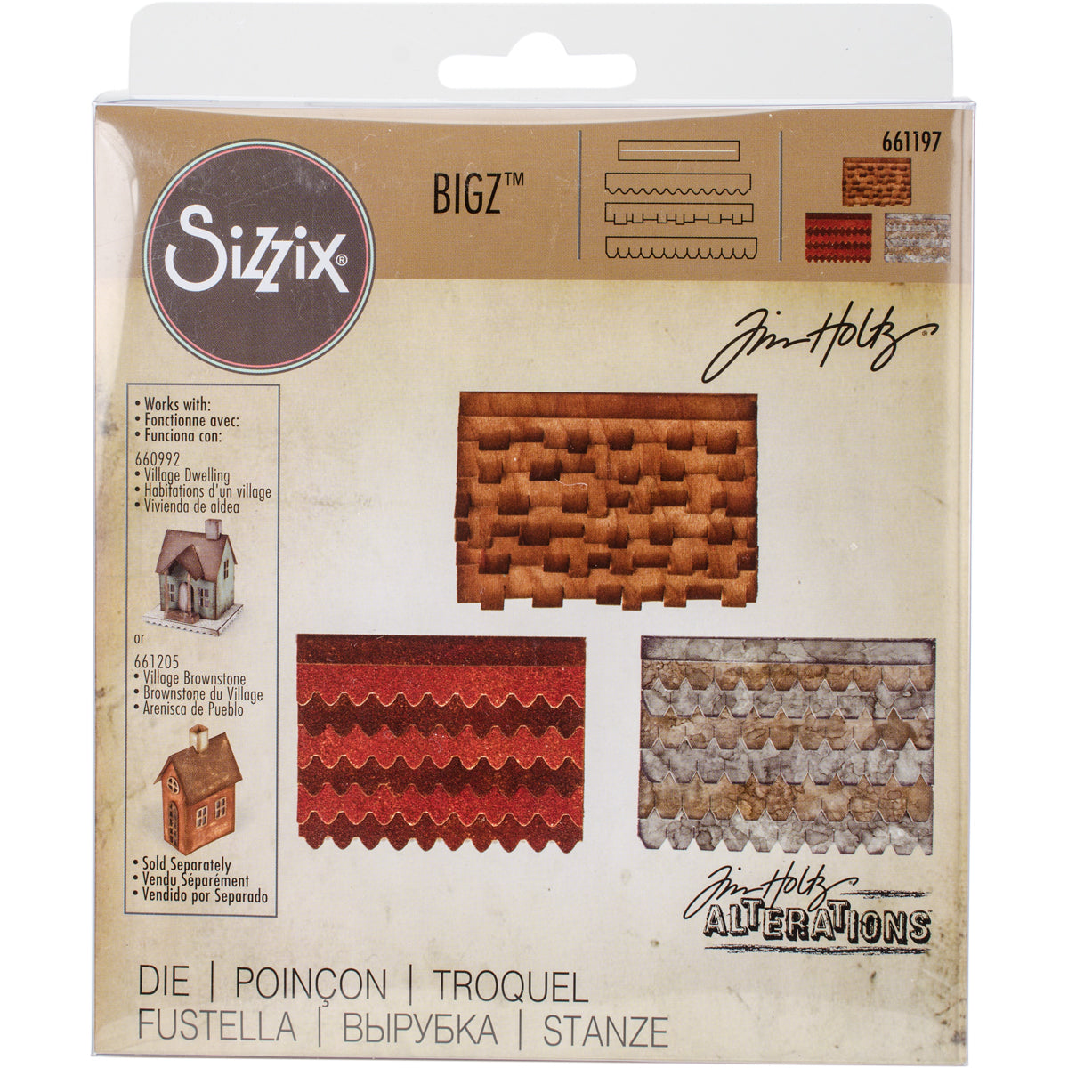 Sizzix Bigz Die By Tim Holtz 5.5"X6" - Village Rooftops
