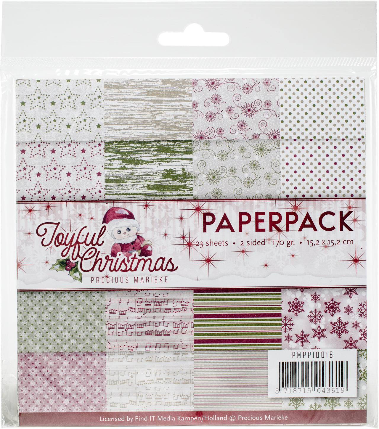 Find It Trading Precious Marieke Paper Pack 6"X6" 23/Pkg - Joyful Christmas, Double-Sided Designs