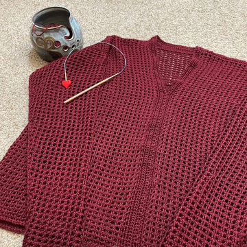 Tunisian Mesh Faux Cardigan