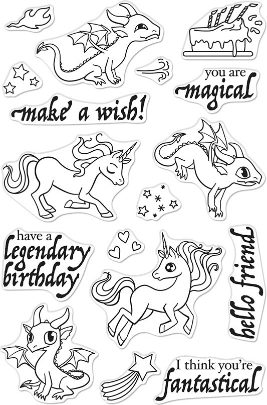 Hero Arts Clear Stamps 4"X6" - Dragons & Unicorns