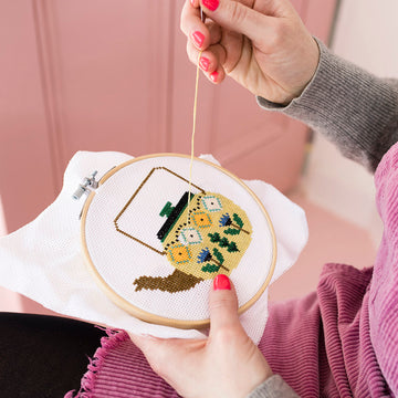 Cotton Clara Brie Harrison Teapot Cross Stitch Kit - 16cm