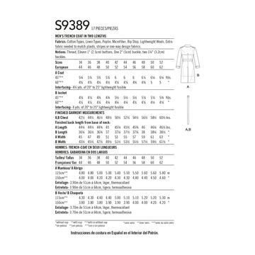 Simplicity Men's Trench Coat in Two Lengths S9389 - Sewing Pattern