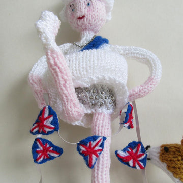 Queen Elizabeth & her Platinum Knickers Doll & Corgi Dog