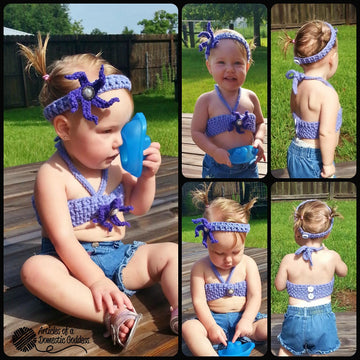 Mermaid Bikini Top with Matching Headband NB - 2T