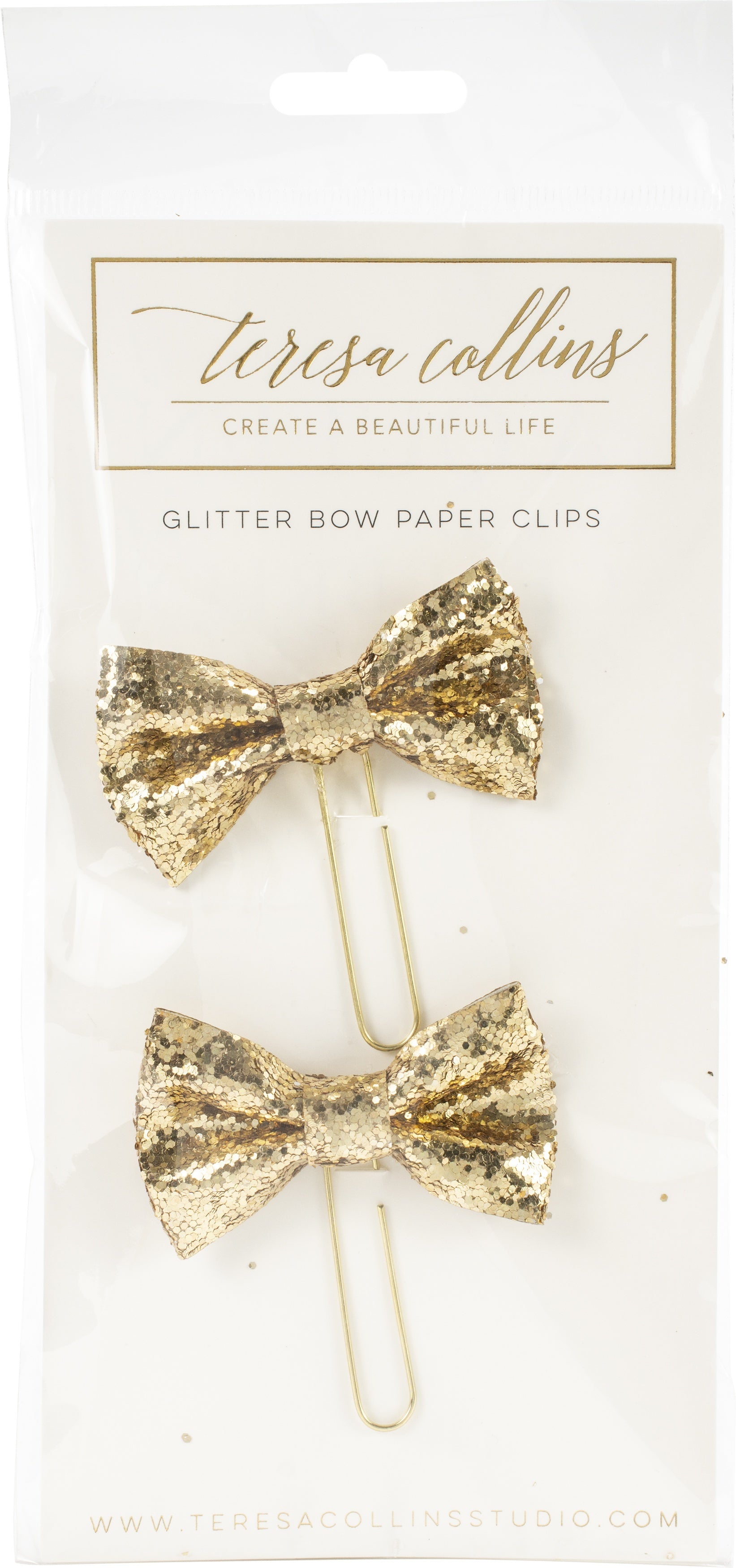Teresa Collins Glitter Bow Tie Paper Clips 2/Pkg - 611948