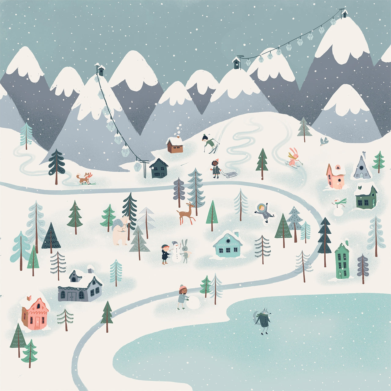 Echo Park Paper Snow Much Fun Double-Sided Cardstock 12"X12" - Winter Town