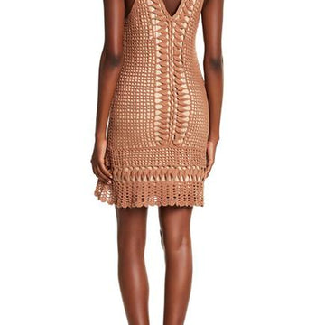Crochet lacy cabled dress.