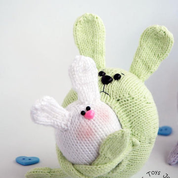 Mothers and children Bunnies. Marsupial Bunny. Pregnant rabbit.