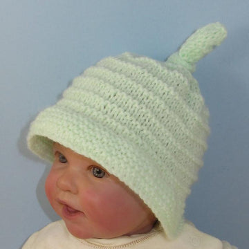 Baby Big Brim Stripey Topknot Beanie Hat