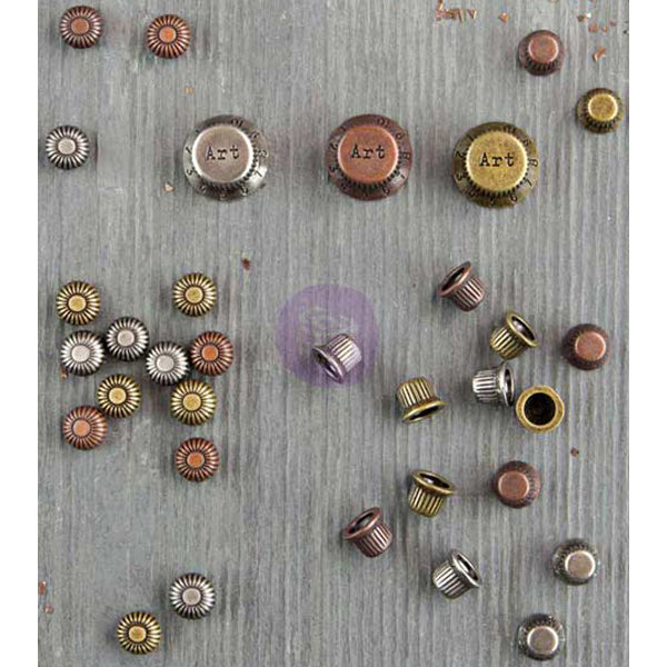 Prima Marketing Finnabair Mechanicals Metal Embellishments - Mini Knobs 33/Pkg