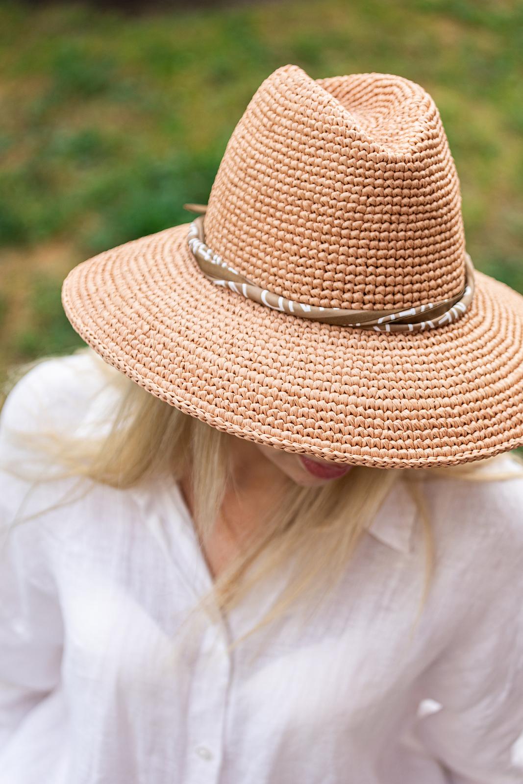 Wide brim raffia hat Safari