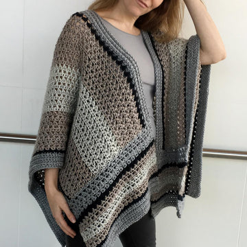 Crochet Wrap Pattern: Striking Striped Ruana