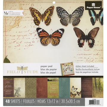Paper House Single-Sided Paper Pad 12"X12" 48/Pkg - Field Study