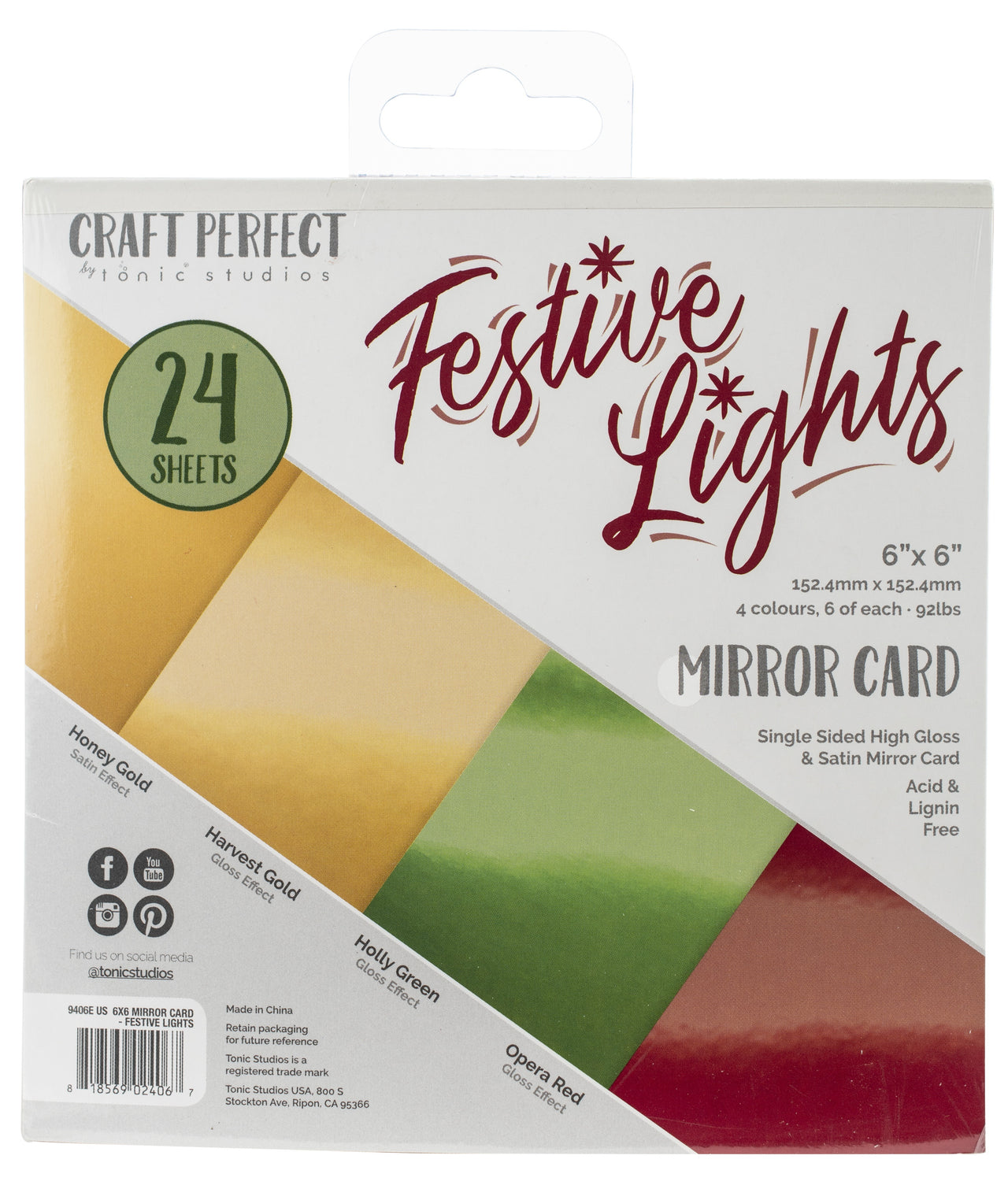 Tonic Studios Craft Perfect Mirror Cardstock 6"X6" 24/Pkg - Festive Lights