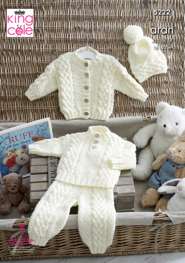 Sweater, Cardigan, Trousers & Hat in King Cole Comfort Aran - 5222 - Leaflet