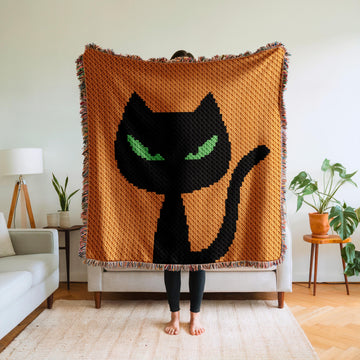 Halloween Black Cat Blanket C2C Crochet Pattern