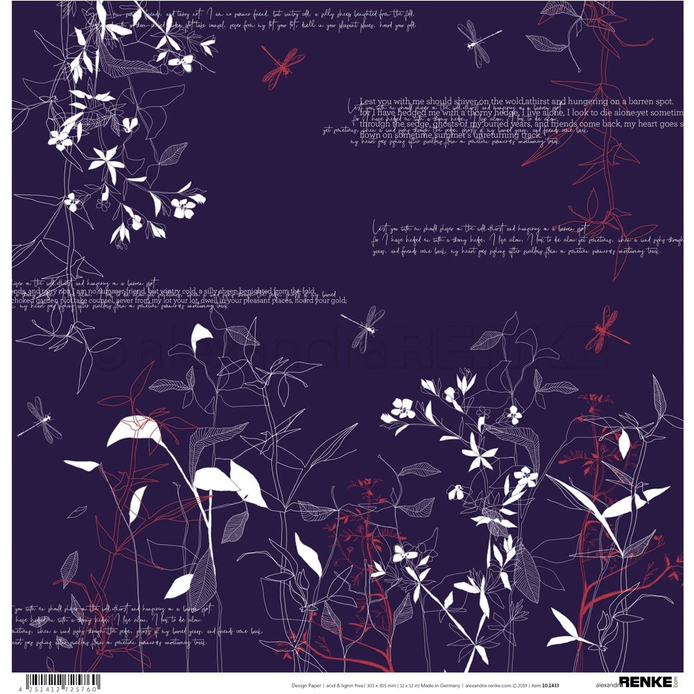 Alexandra Renke Tenderness Of Autumn Design Paper 12"X12" 25/Pkg - Autumn Plants Dark Blue
