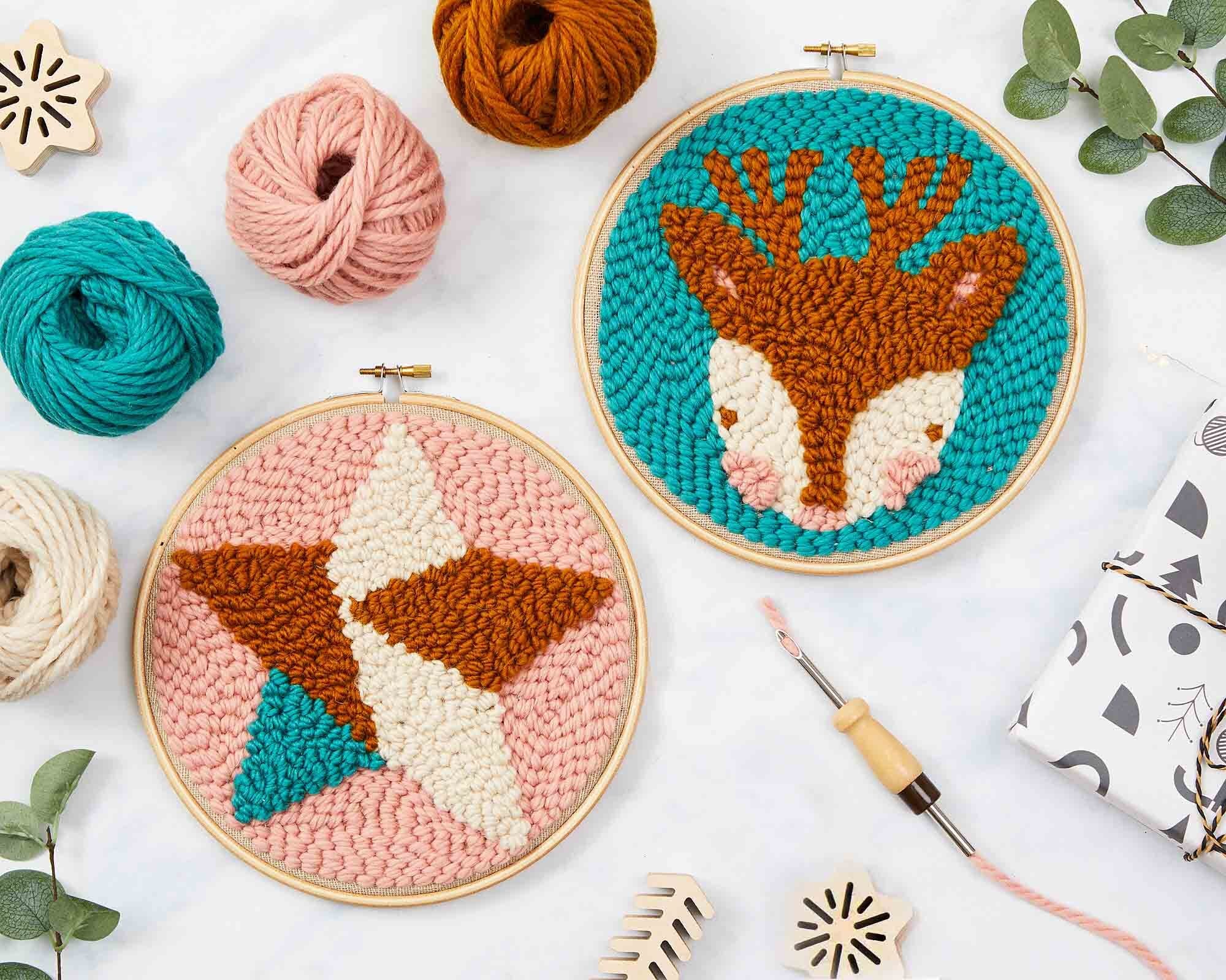 The Modern Crafter Reindeer & Star Beginner Punch Needle Kit - 8in