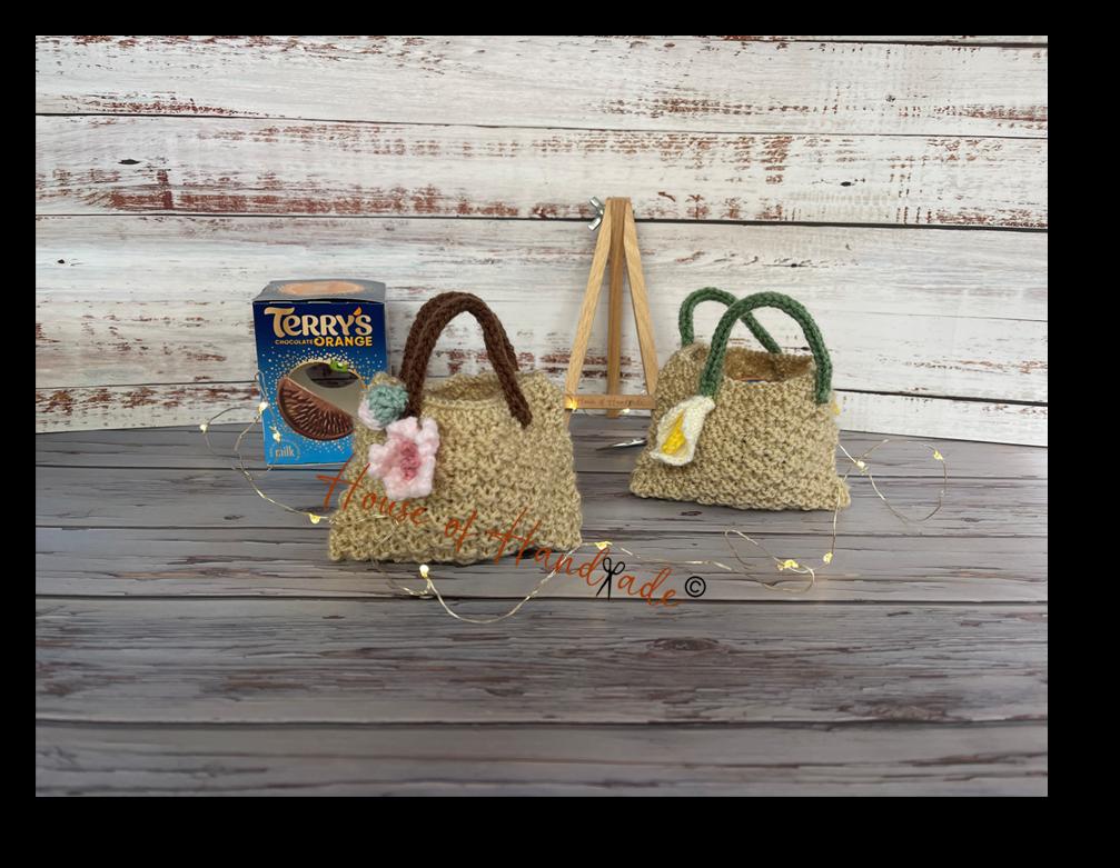 Calla Lily & Cherry Blossom Tote Bag Chocolate Orange Knitting Pattern