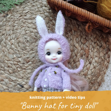Tiny bunny hat for doll