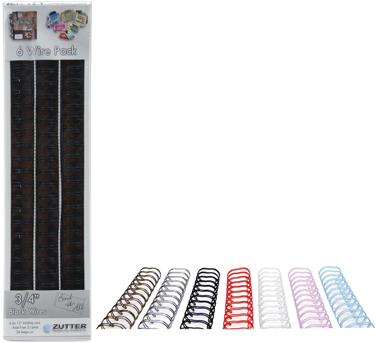Zutter Bind-It-All OWire .75" 6/Pkg - Black