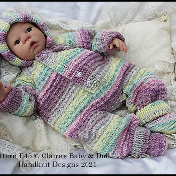 Waffle style All in One and Socks Set for 16-22” doll/preemie – 3m+ baby