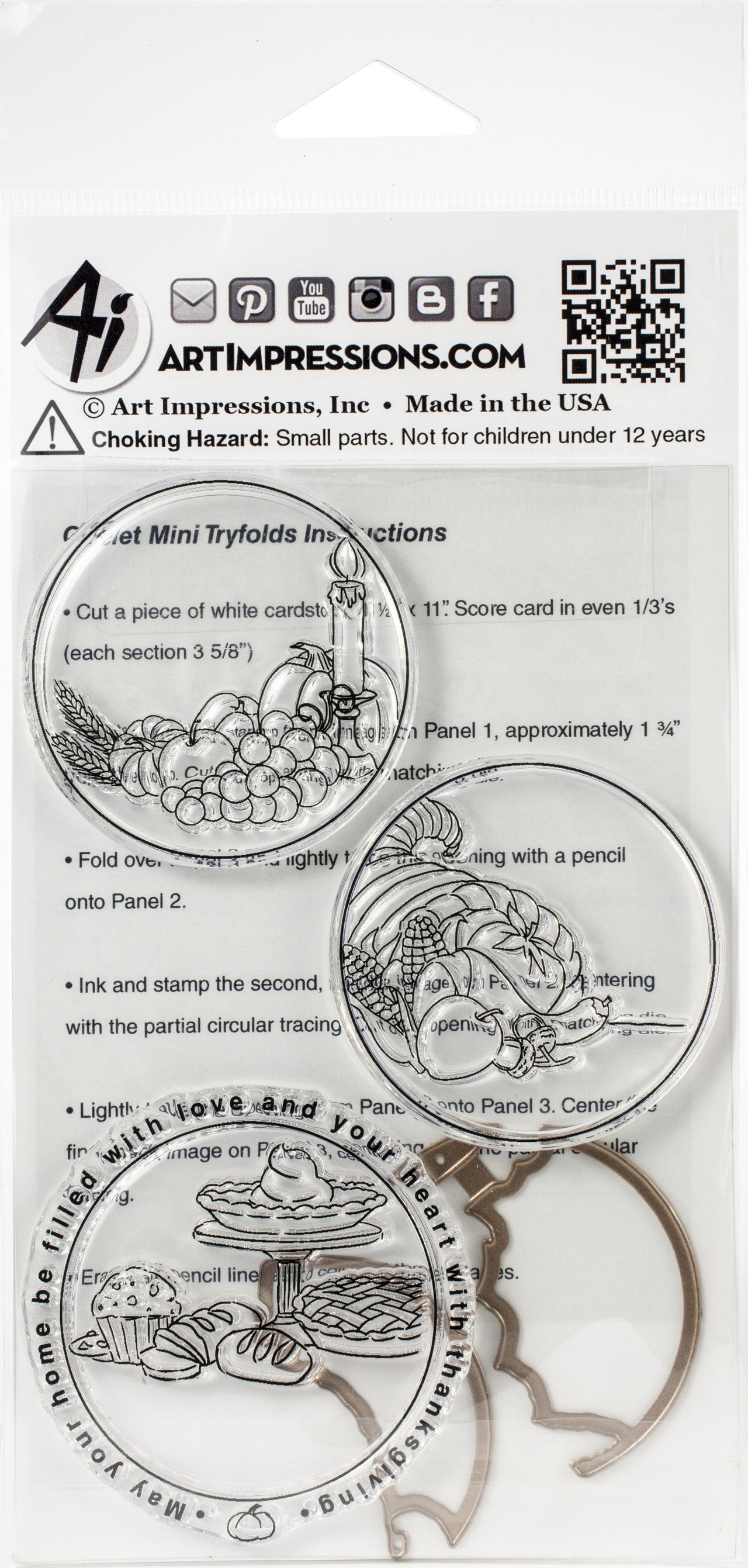 Art Impressions Circlet Mini Tryfolds Stamp & Die Set - Thanksgiving Circlet MTF