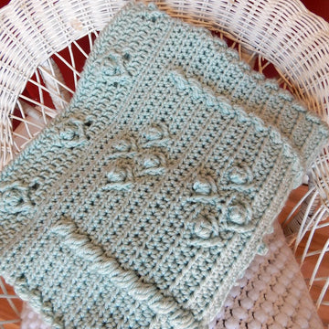 Cabled Blooms Blanket