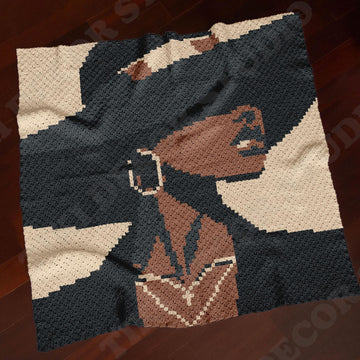 Black Hat Woman Blanket C2C Crochet PATTERN