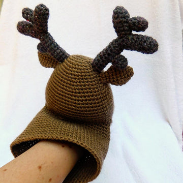 Rudolph, the reindeer, amigurumi hand puppet