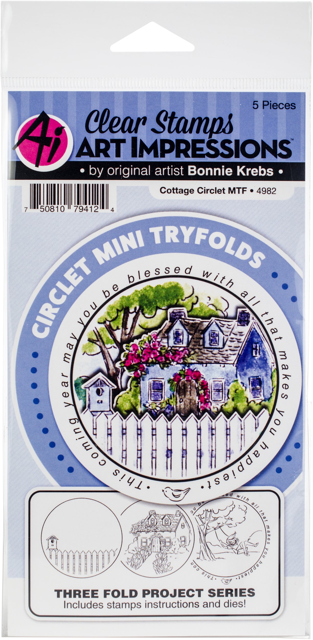 Art Impressions Circlet Mini TryFolds Stamp & Die Set - Cottage