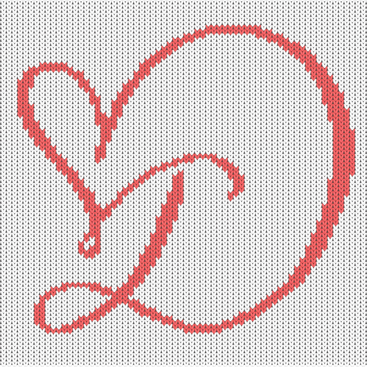 Calligraphy Love Letter D with Heart Knitting Chart