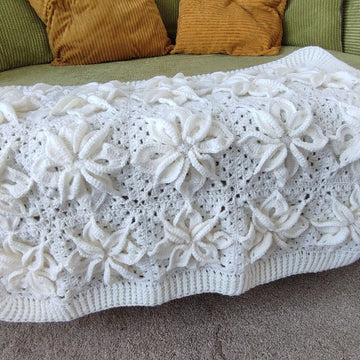White Poinsettia Baby Afghan