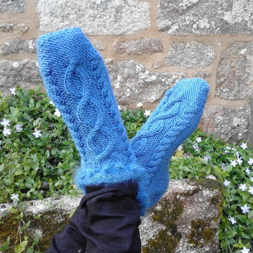 Knitted ladies cabled slipper socks
