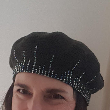Icicles beaded beret and mitts