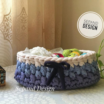 Zpagetti (t-shirt tshirt) yarn basket- embossed oval