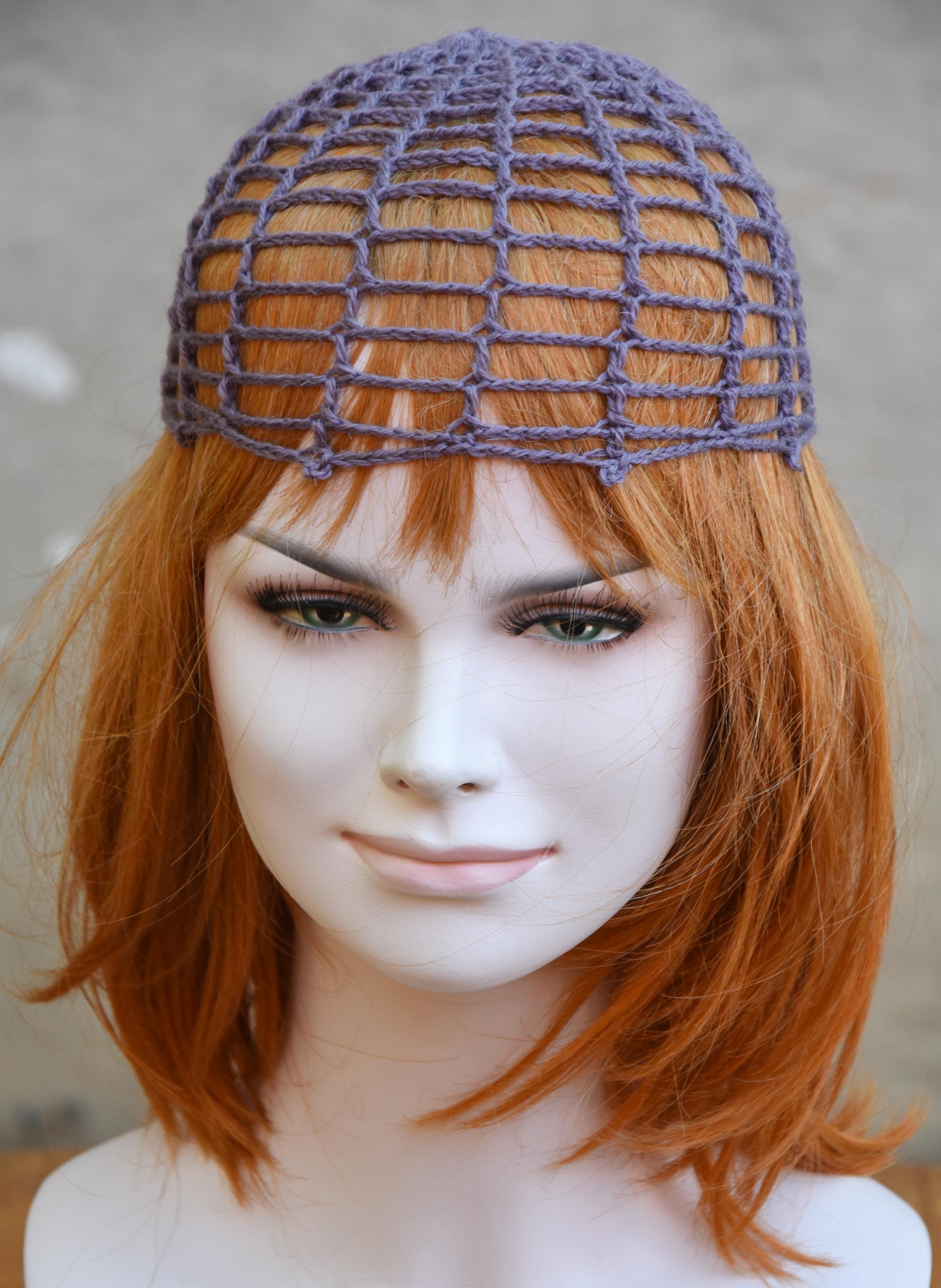 Gossamer crochet spiderweb hat