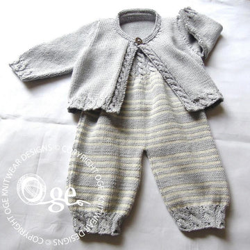Baby Overalls with detailed cabled bodice and matching sweater - P037