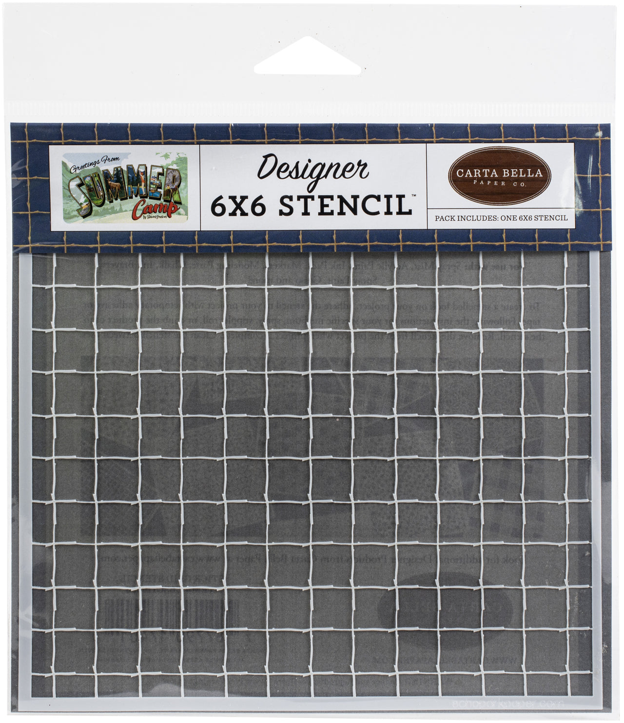 Echo Park Paper Carta Bella Stencil 6"X6" - Stick Grid, Summer Camp