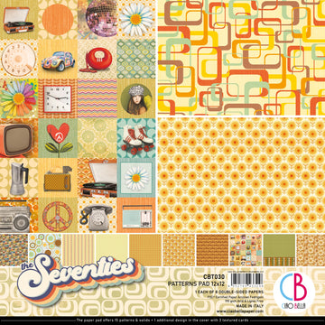 Ciao Bella Double-Sided Paper Pack 90lb 12"X12" 8/Pkg - The Seventies, 8 Designs/1 Each