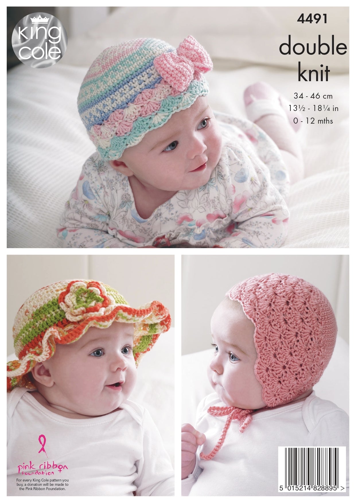 Crocheted Baby Hats in King Cole DK - 4491 - Downloadable PDF