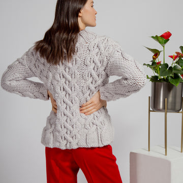 Nikka Cable Jumper - Jumper Knitting Pattern For Women in MillaMia Naturally Soft Super Chunky by MillaMia